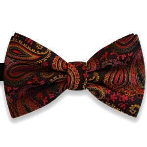  Papion negru, elegant, model paisley, nuante grena, fucsia, galben si crem auriu Luxury Line